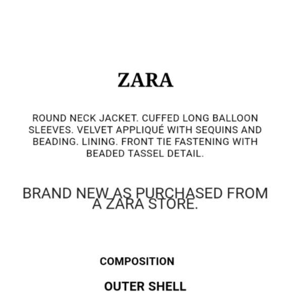 Zara Plumetis Black Jacket w Sequins and Beaded Tassels XS - Picture 4 of 12